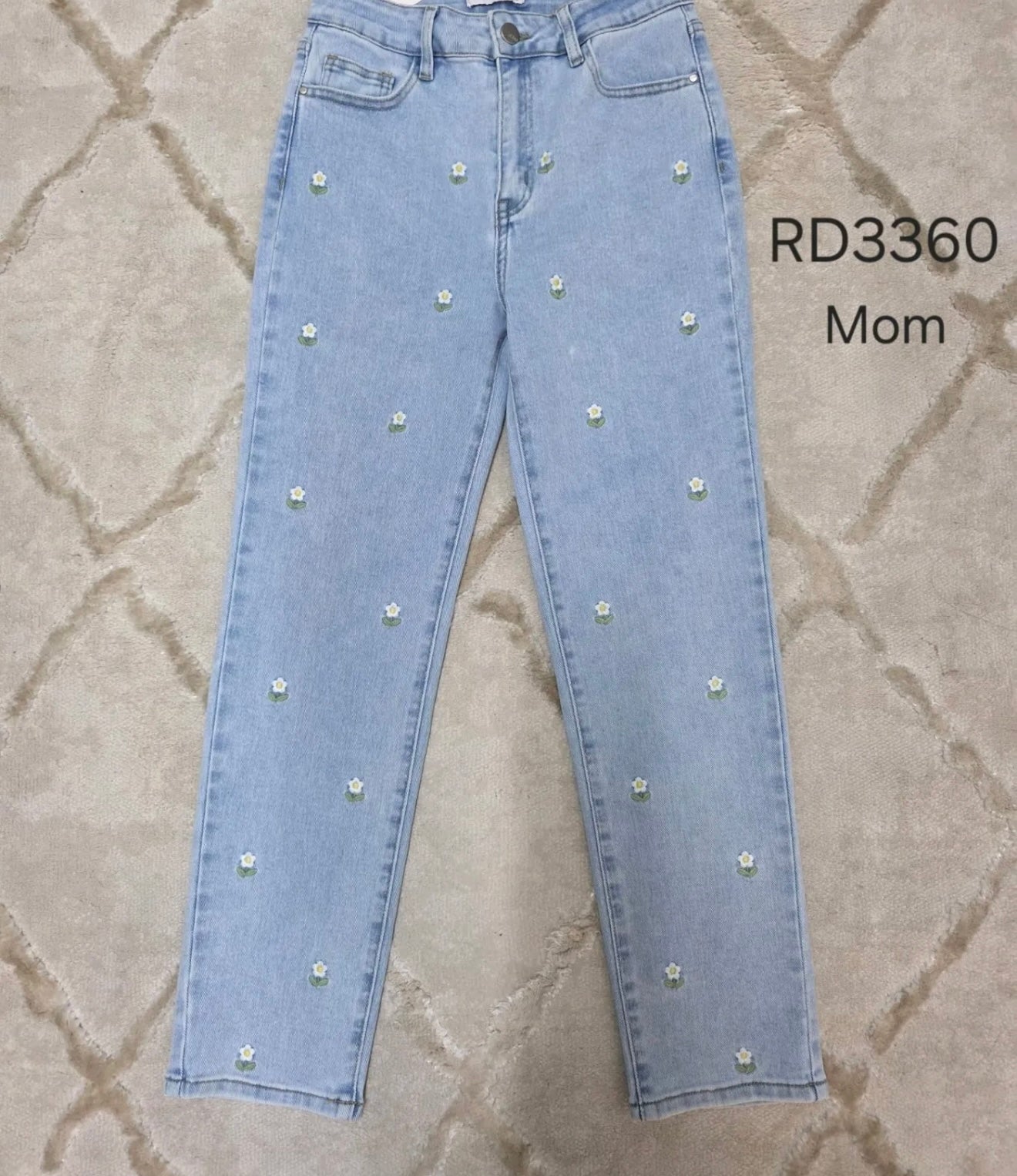 Jeans mom fleurs