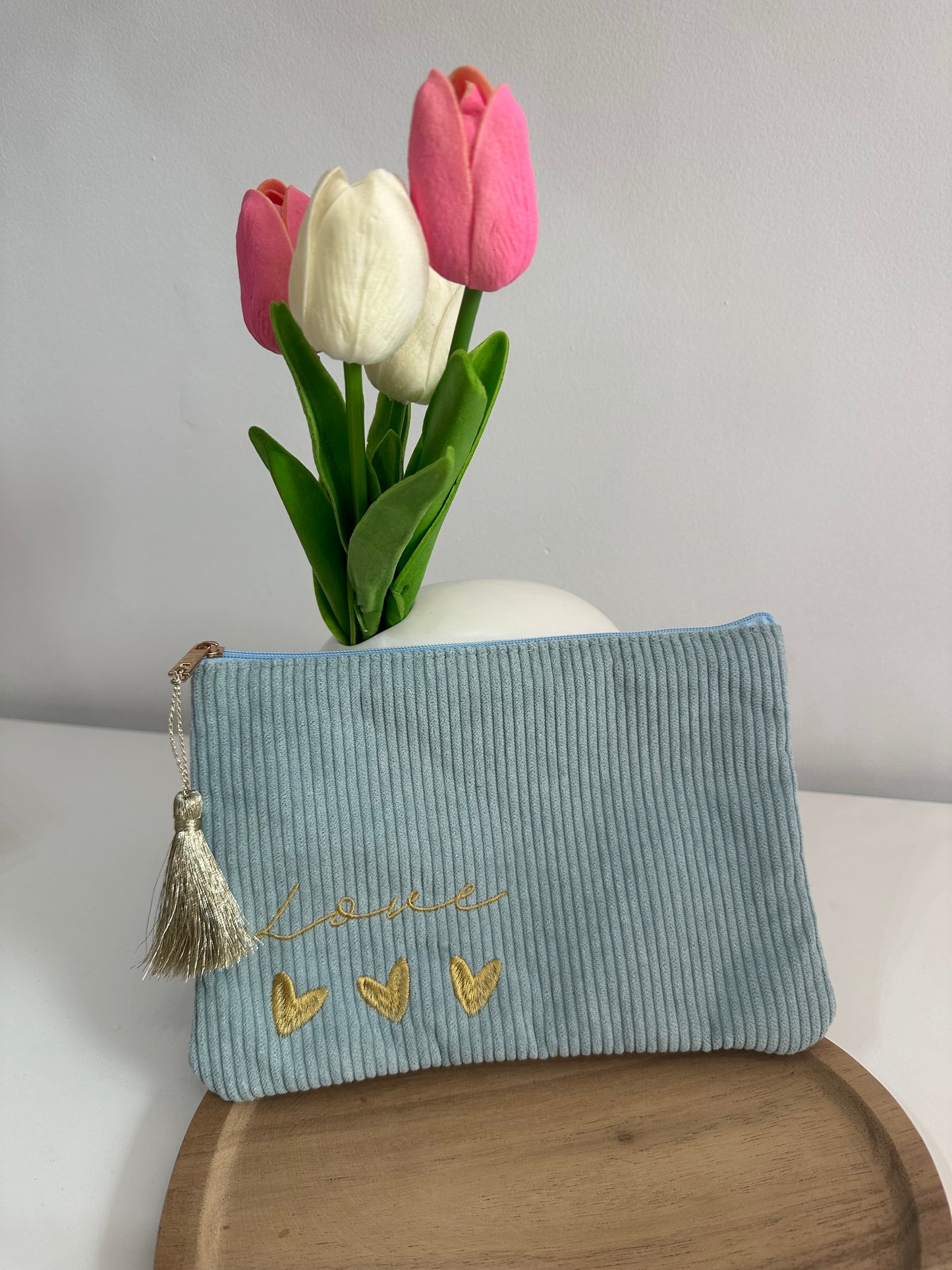 Pochette LOVE bleu ciel