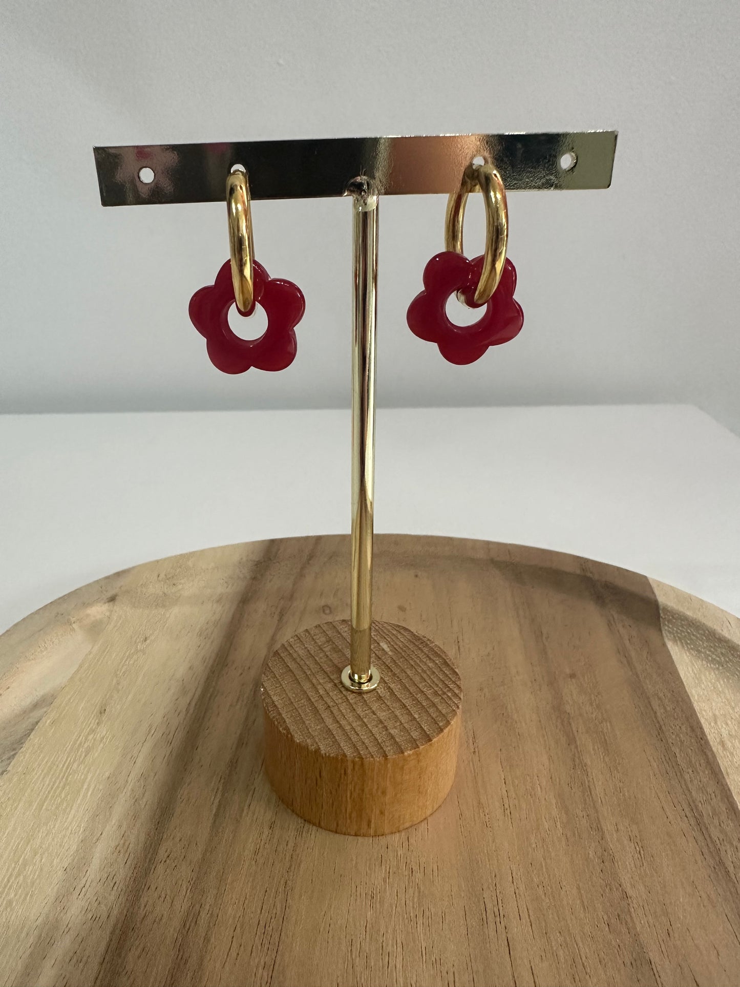 Boucles d'oreilles mini créoles bordeaux
