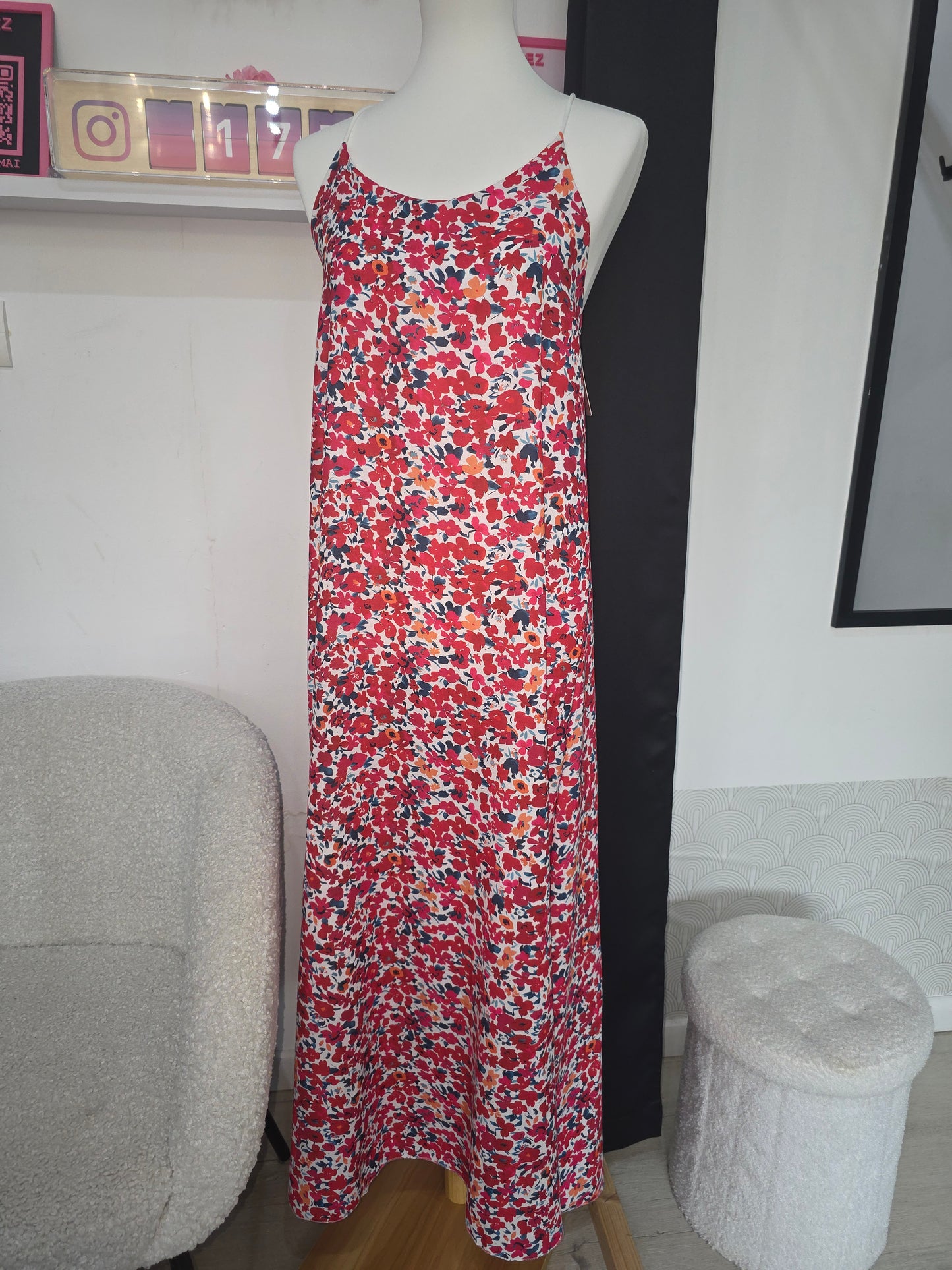 Robe Alicia fleurs rouge