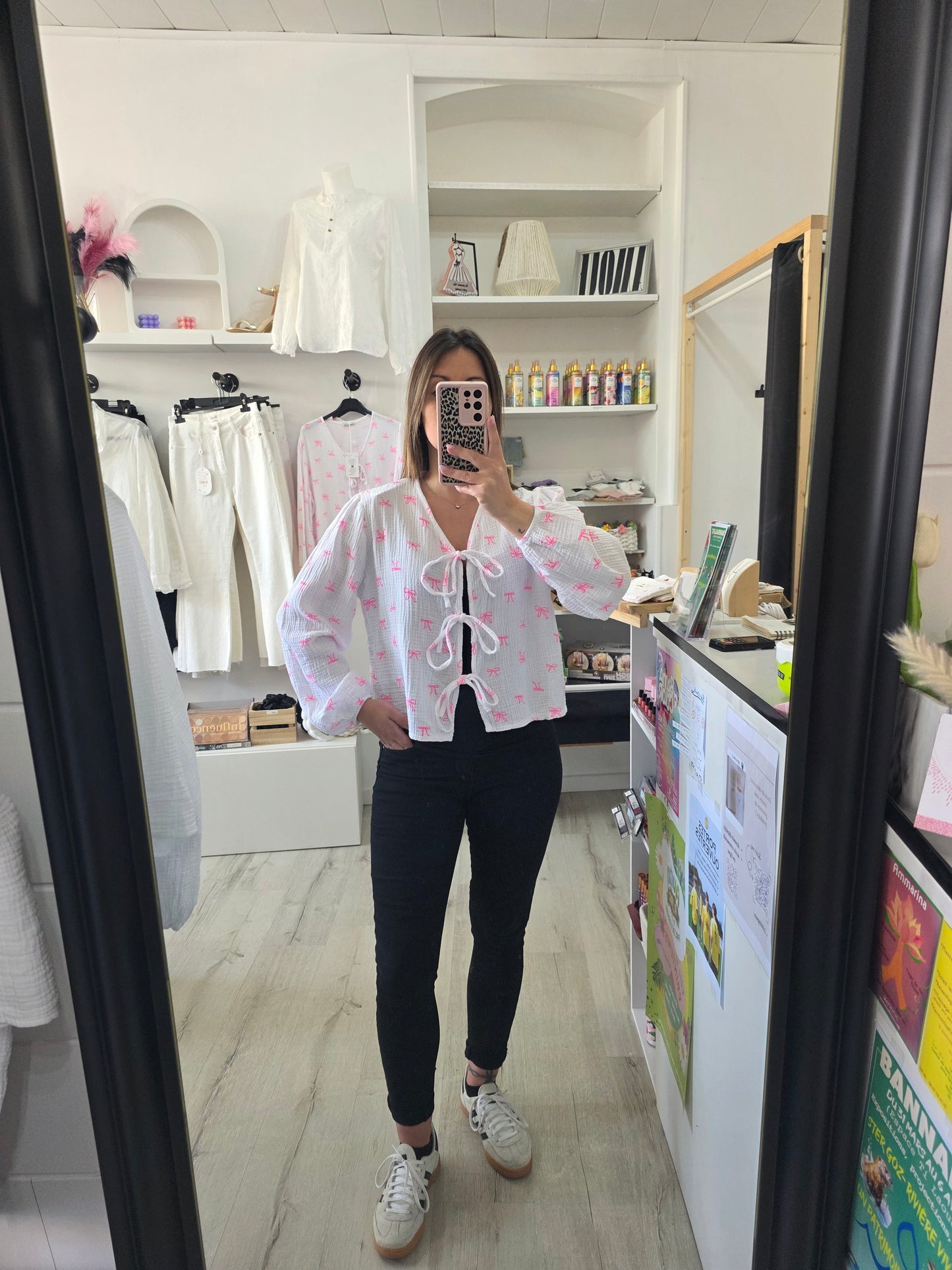 Blouse nœuds rose