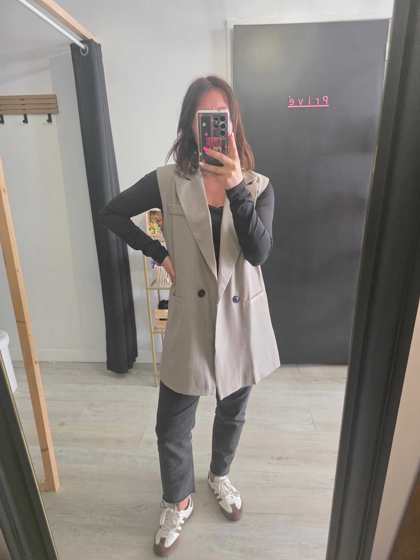 Blazer sans manche Enora taupe