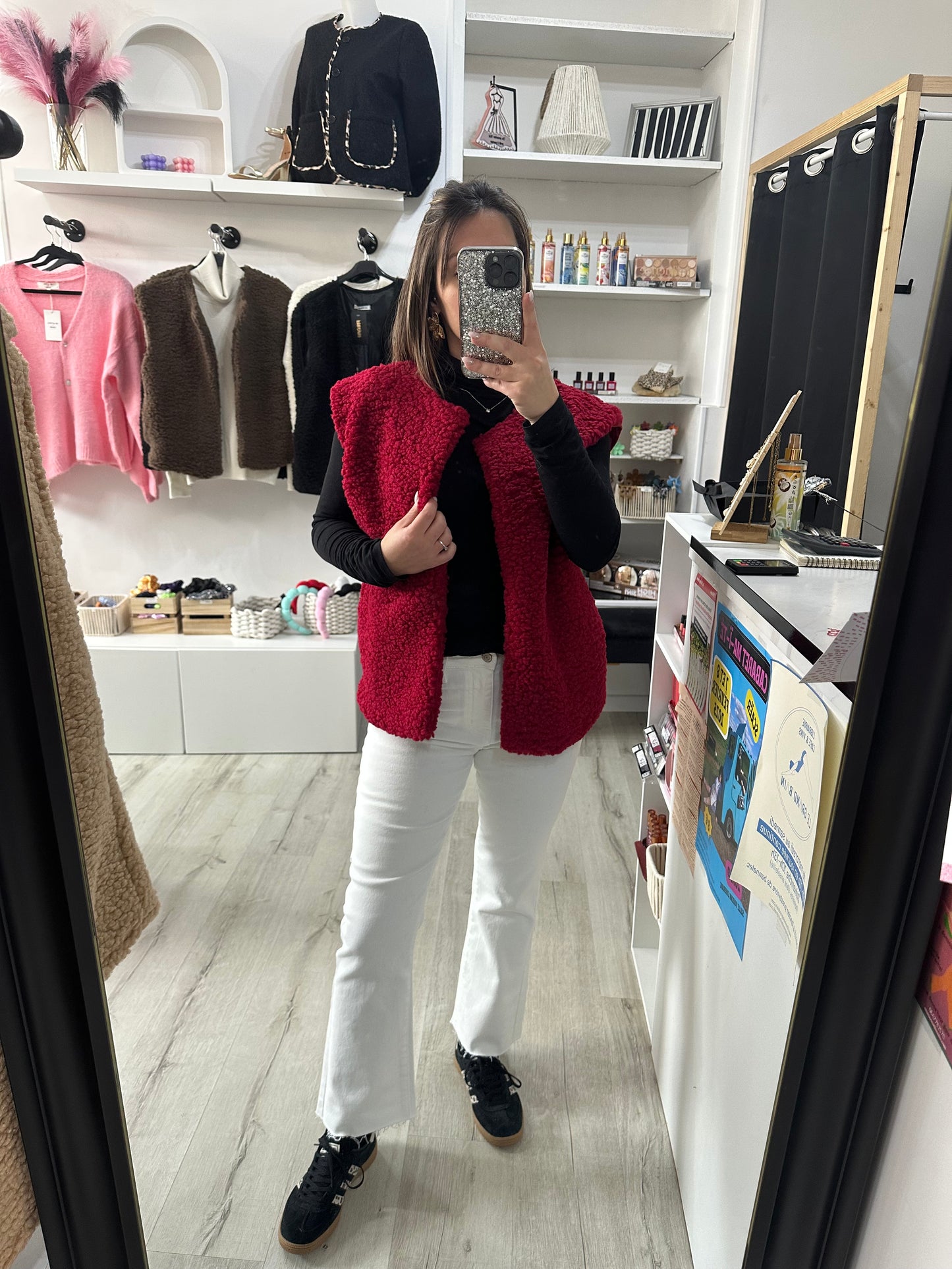 Veste teddy bordeaux