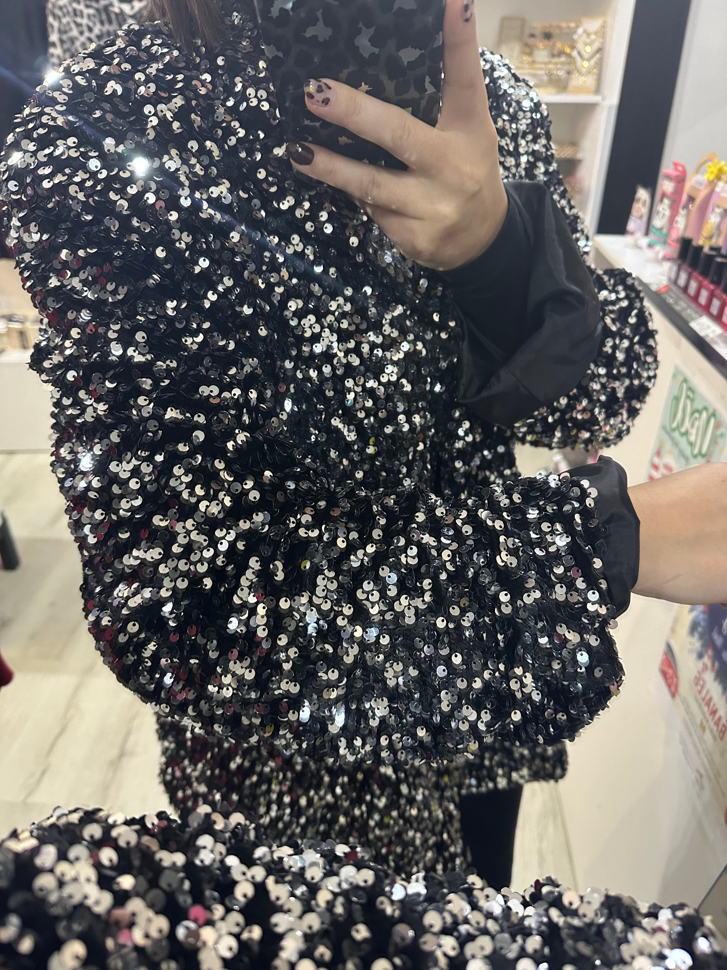 Blazer velours paillettes argenté