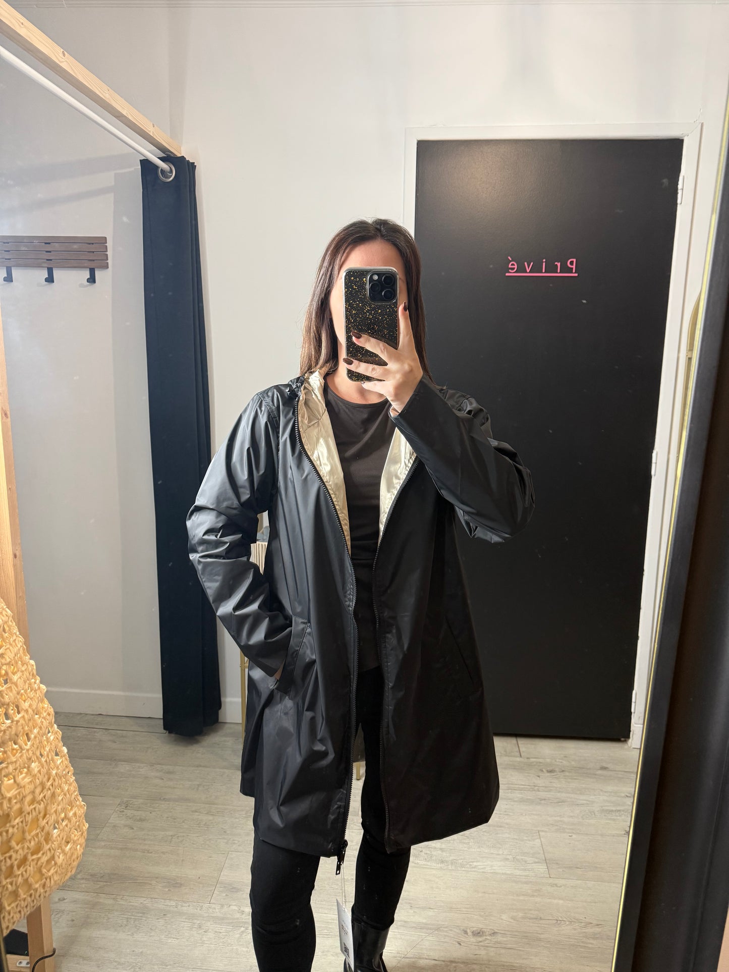 Parka Isa noir réversible doré