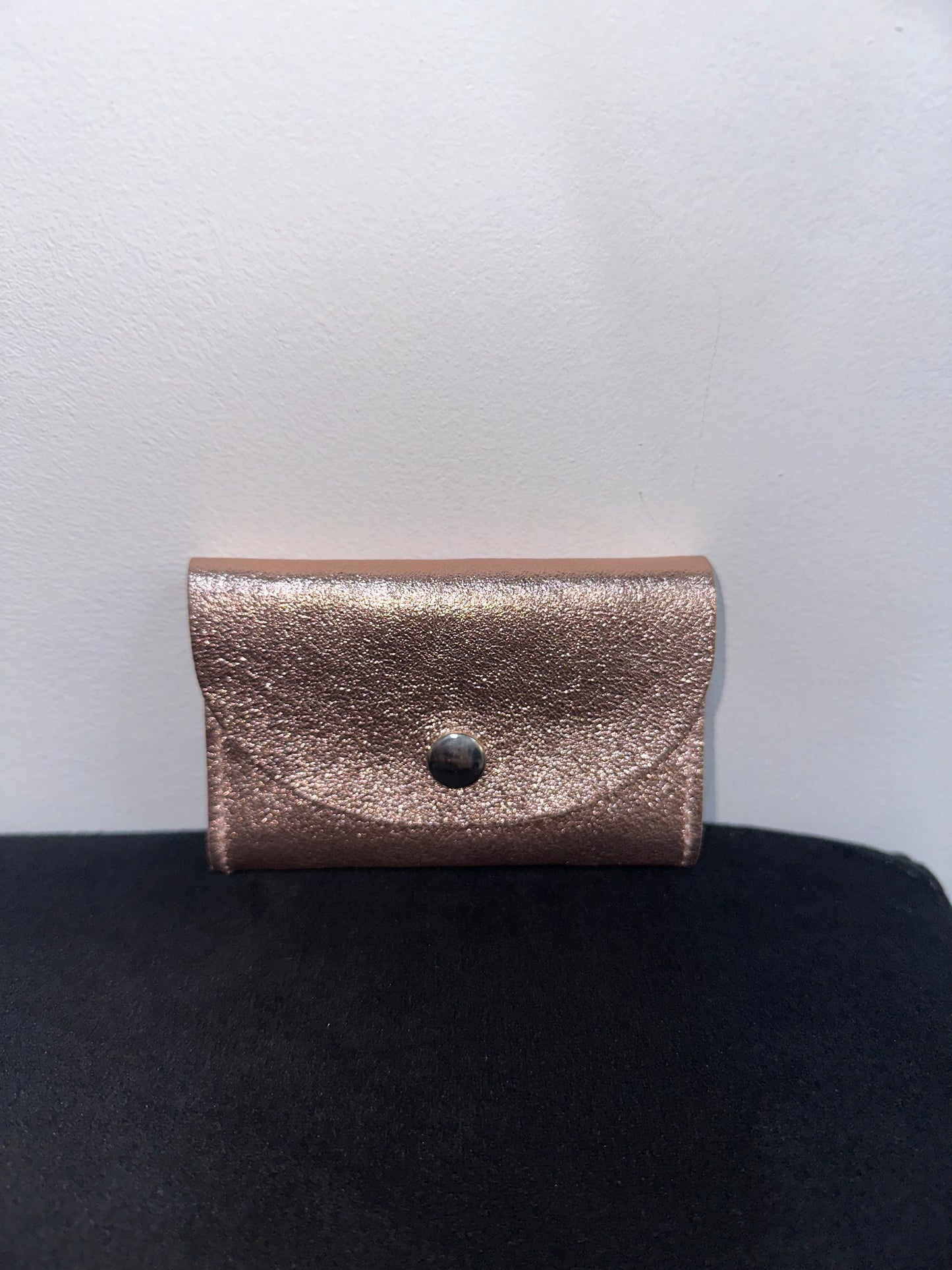 Porte cartes en cuir irisé champagne