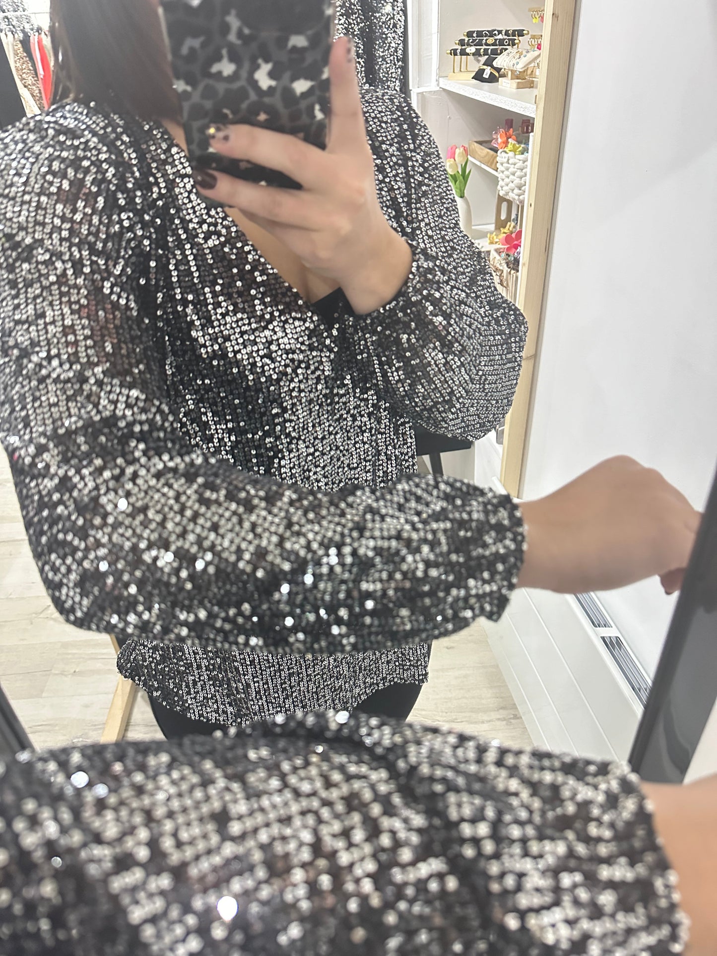 Blouse sequin argent