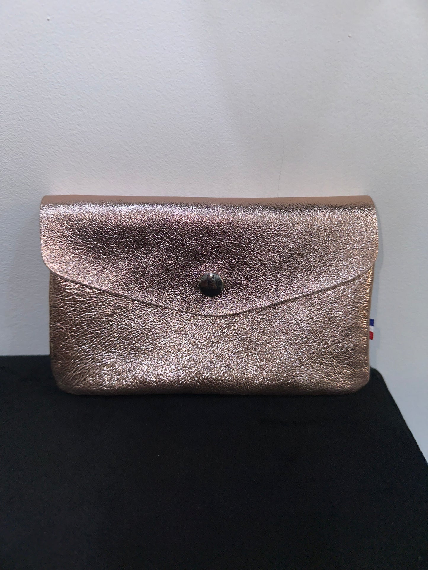 Porte monnaie en cuir irisé champagne