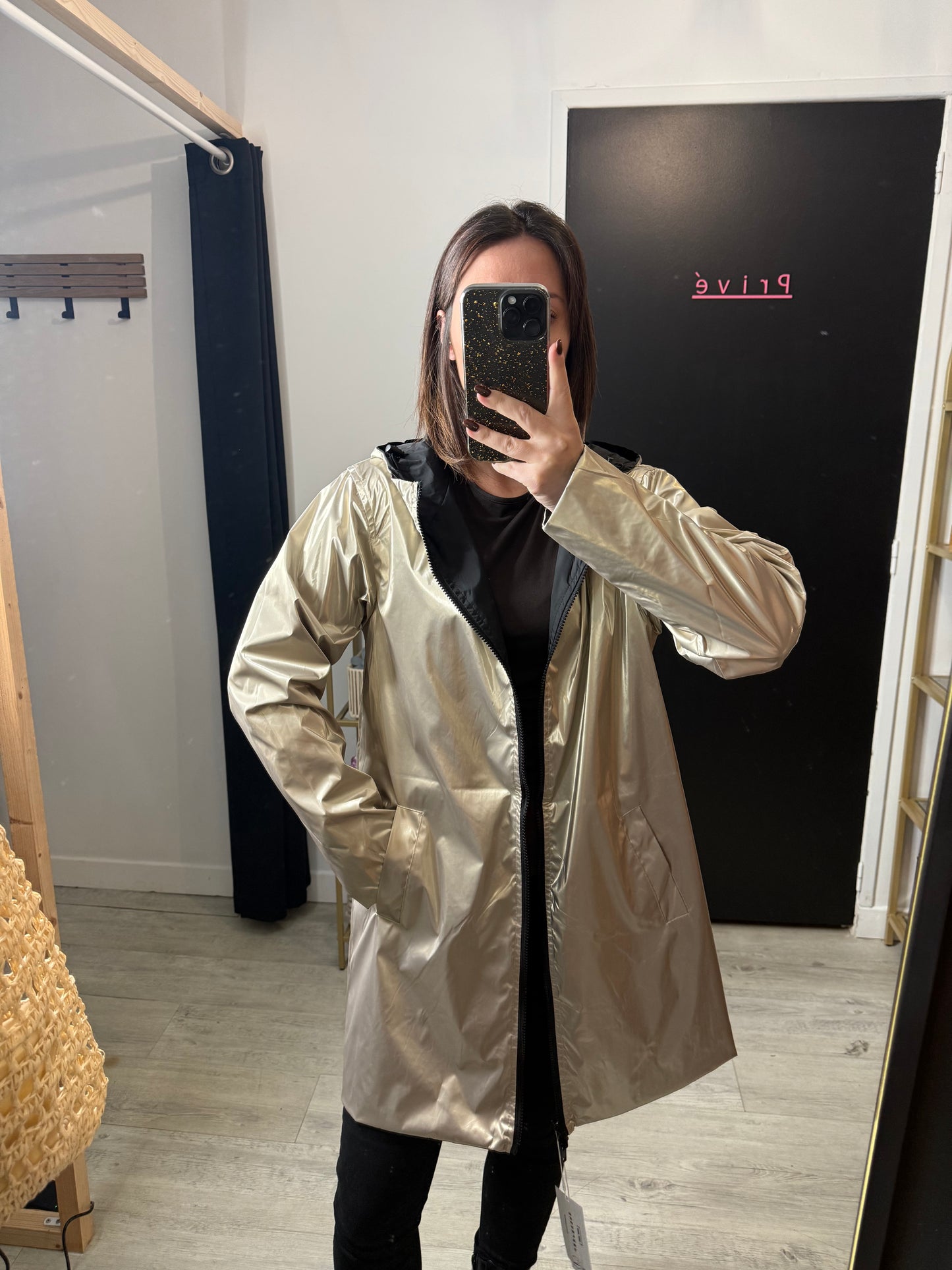 Parka Isa noir réversible doré