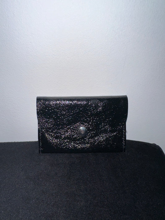 Porte cartes en cuir irisé noir