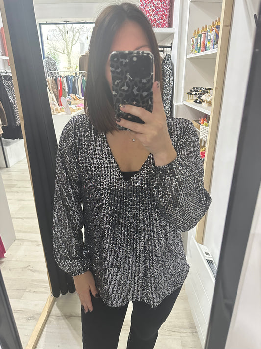 Blouse sequin argent