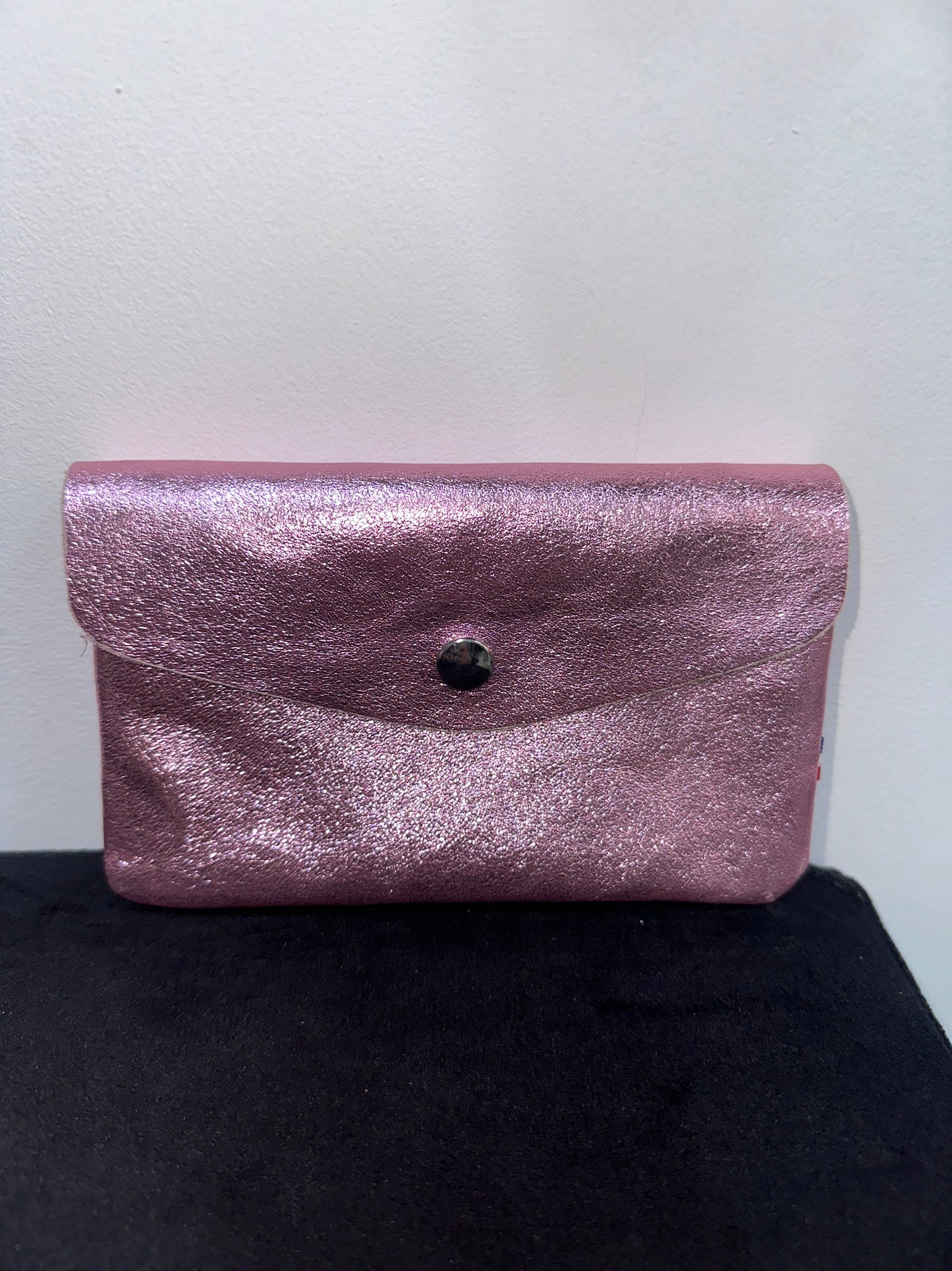Porte monnaie en cuir irisé blush