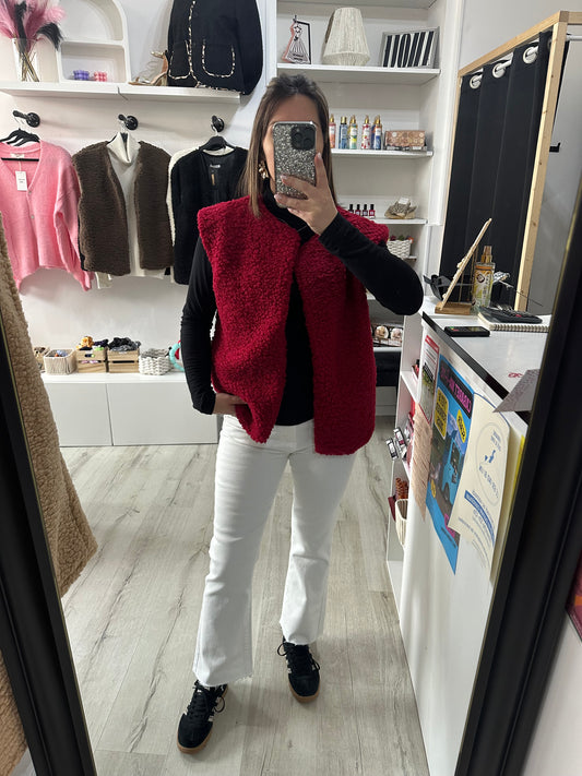 Veste teddy bordeaux