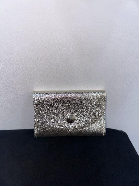Porte cartes en cuir irisé doré