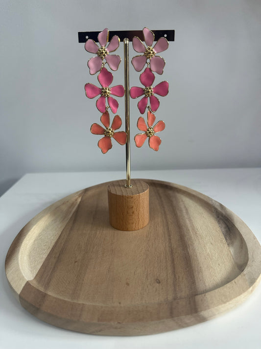 Boucles d’oreilles fleurs colorées