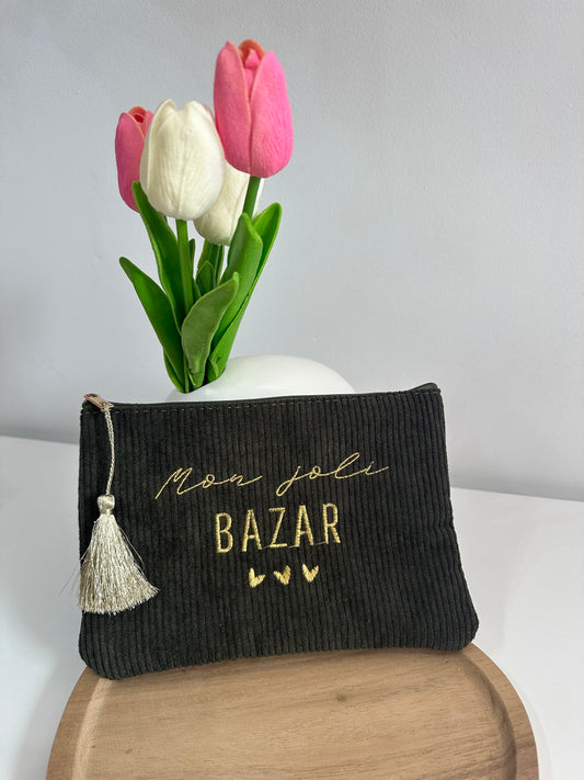 Pochette mon joli bazar kaki