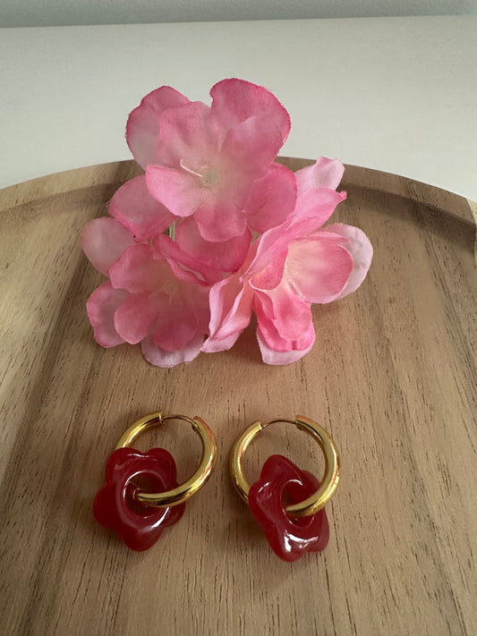 Boucles d'oreilles mini créoles bordeaux