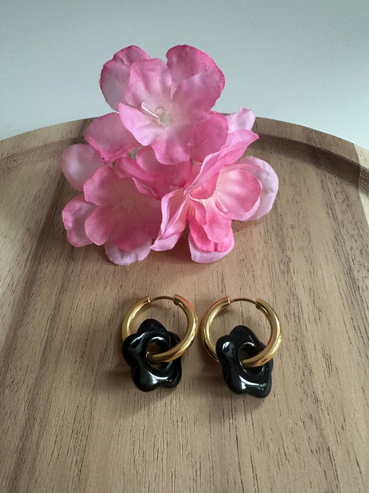 Boucles d'oreilles mini créoles noir
