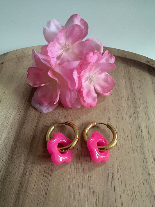 Boucles d'oreilles mini créoles rose fushia