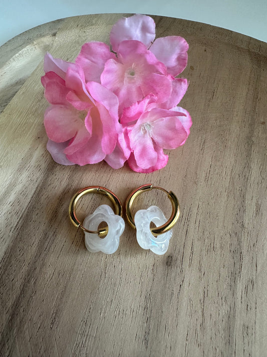 Boucles d'oreilles mini créoles blanche