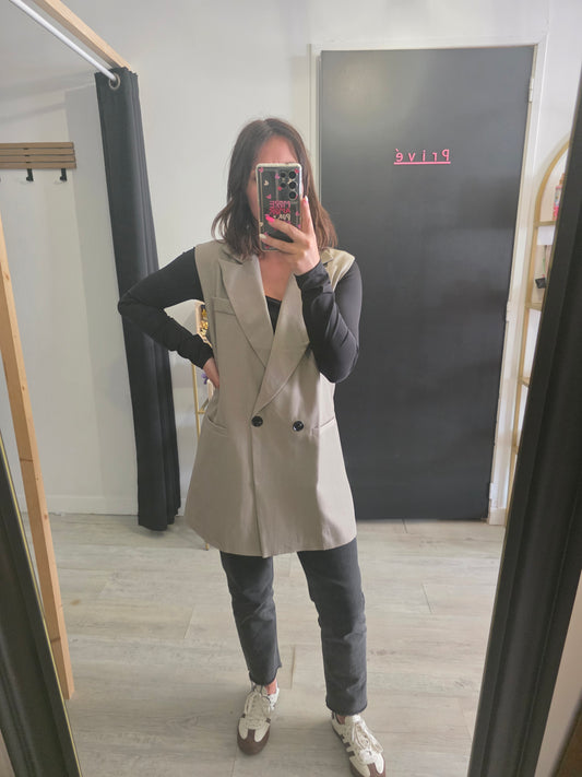 Blazer sans manche Enora taupe