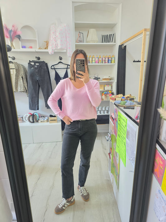 Pull rose pastel Eléonore col V