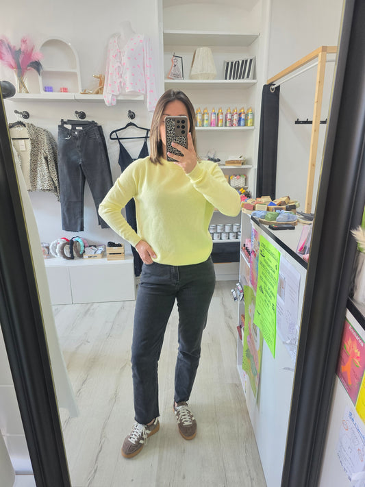 Pull jaune pastel Eléonore col rond