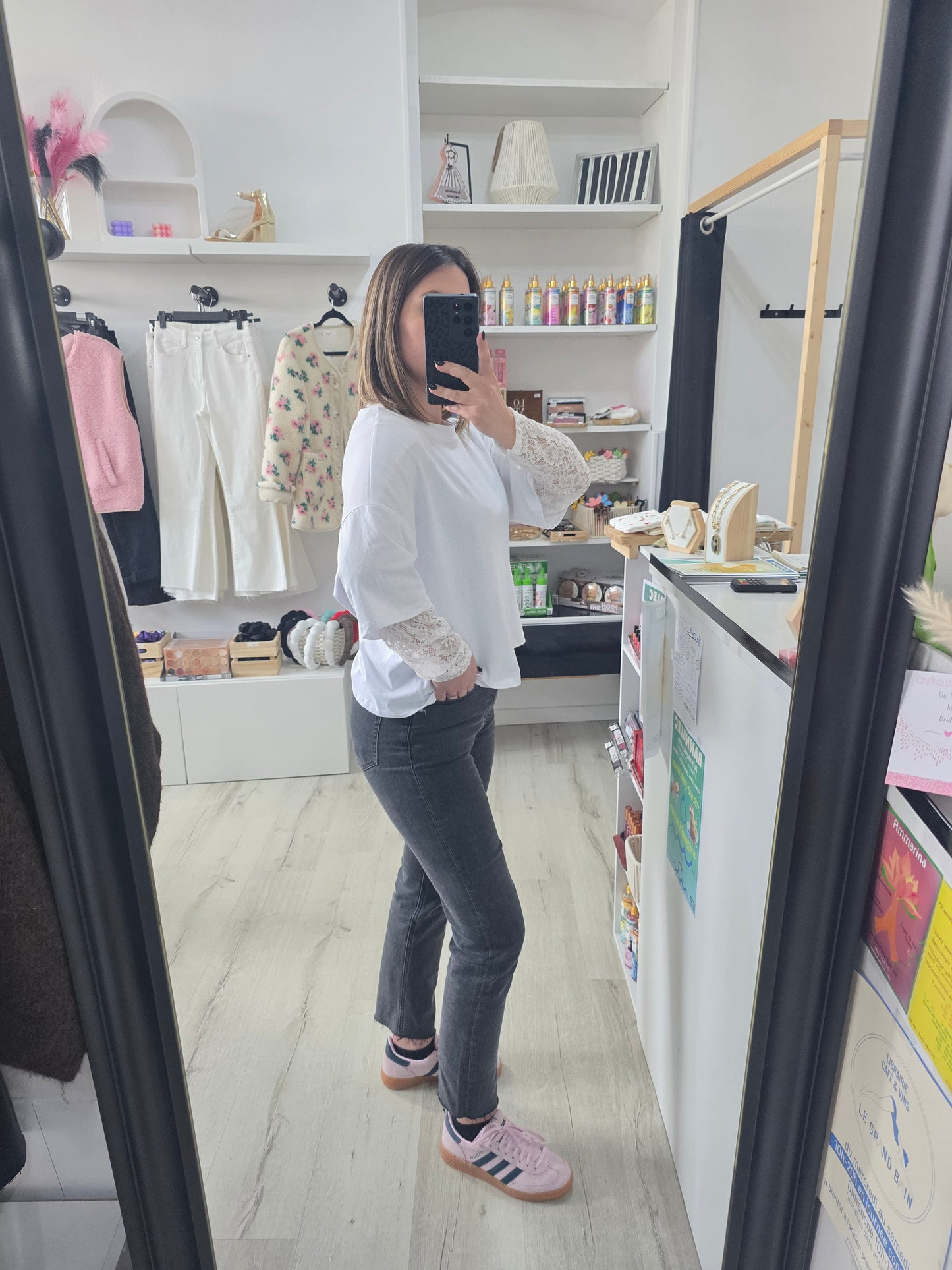 T shirt dentelle Claudie blanc